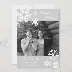 Multiple Snowflakes Christmas Photo Card (Silver)