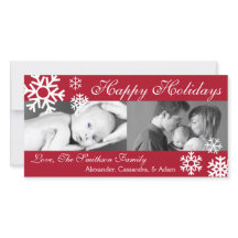 Multiple Snowflakes Christmas Photocard (Burgandy)