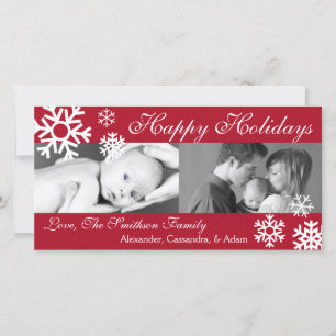 Multiple Snowflakes Christmas Photocard (Burgandy) Holiday Card