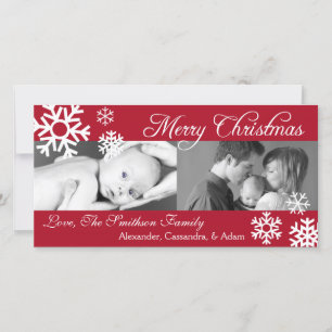 Multiple Snowflakes Christmas Photocard (Burgandy) Holiday Card