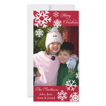 Multiple Snowflakes Christmas Photocard (Burgandy)