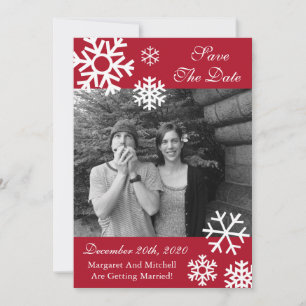 Multiple Snowflakes Photo Save The Dates Burgandy Save The Date