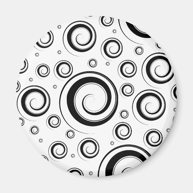 Multiple Swirls Black and White Magnet (Front)