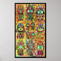 Multiple Vintage Tapastry Hamsas Poster