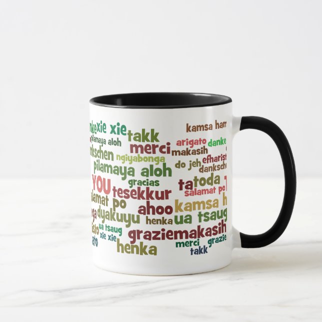 Multiple Ways to Say Thank You in Many Languages Mug (Right)