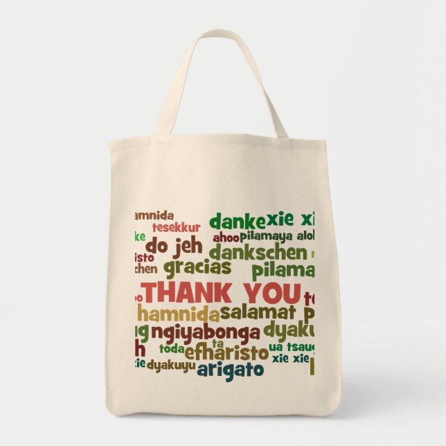 Multiple Ways to Say Thank You in Many Languages Tote Bag (Front)