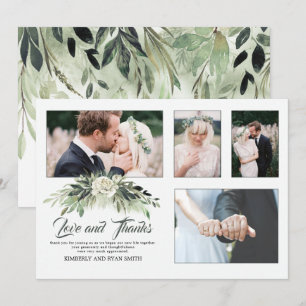 Multiple Wedding Photos   Greenery Thank You Card