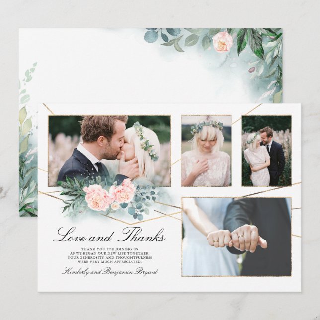 Multiple Wedding Photos Love and Thanks Photo Invitation (Front/Back)