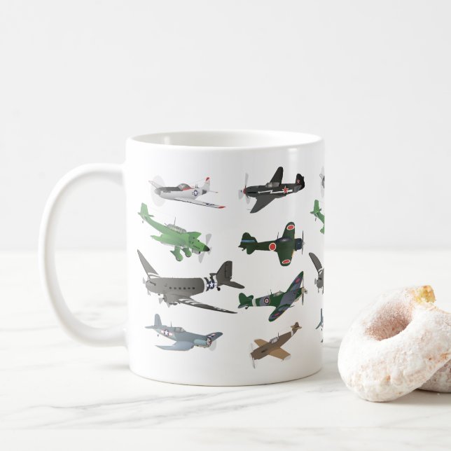 Multiple WW2 Airplanes Coffee Mug (With Donut)