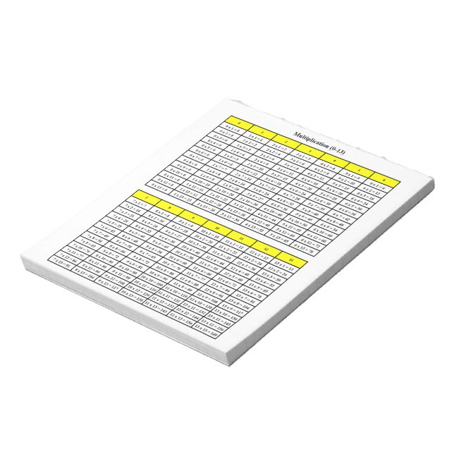 Multiplication Notepad #0-13 (Rotated)