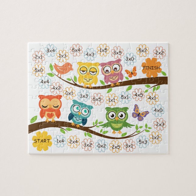 Multiplication practice board game, owl theme. jigsaw puzzle (Horizontal)