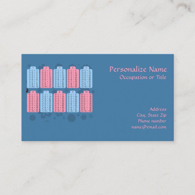 Multiplication Table Education Teacher Instructor Business Card (Front)