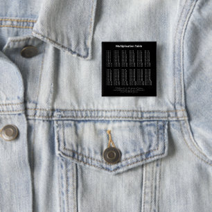 Multiplication Table White Text On Dark 15 Cm Square Badge