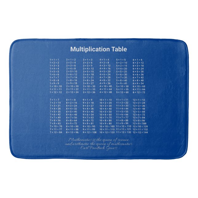 Multiplication Table White Text On Dark Bath Mat (Front)