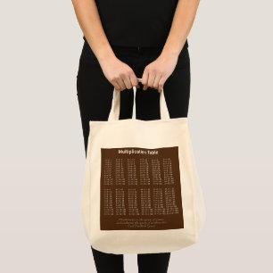 Multiplication Table White Text On Dark Tote Bag
