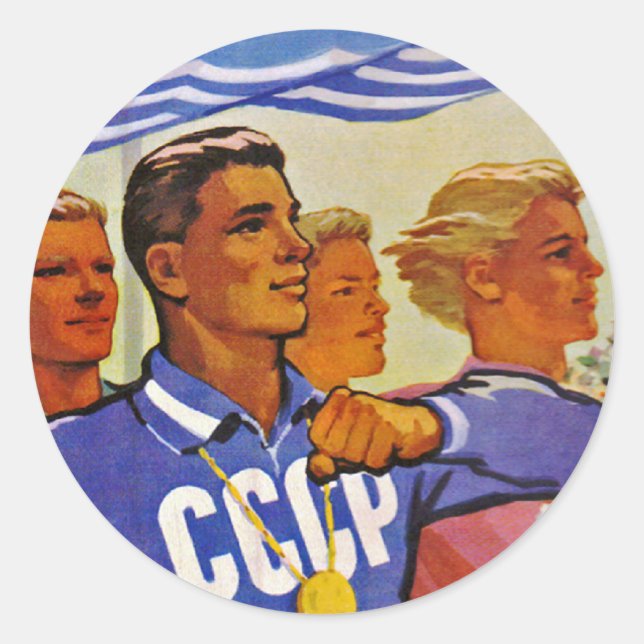 Multiply the Ranks of Soviet Sportsmen Classic Round Sticker (Front)