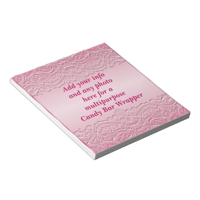 Multipurpose Pink Candy Bar Wrapper Party Favours Notepad (Angled)