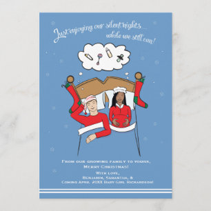 Multiracial Christmas Card Pregnancy Announcement