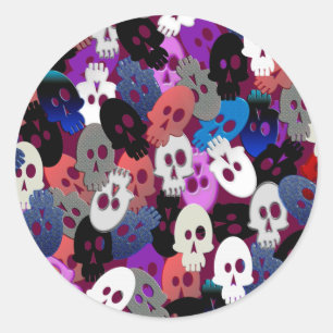 multiskull pileup classic round sticker