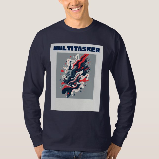Multitasker - Abstract Retro Fluid Art  T-Shirt (Front)