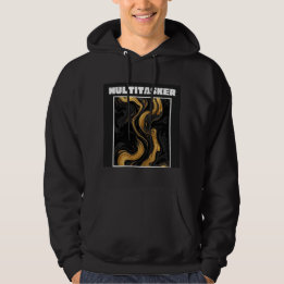 Multitasker Gold & Black Liquid Marble Abstract Hoodie