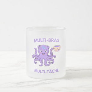 Multitasking Octopus – 8 Arms, 1000 Missions and B Frosted Glass Coffee Mug