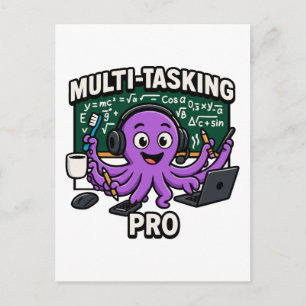 Multitasking Octopus Classroom Learner Pro Holiday Postcard
