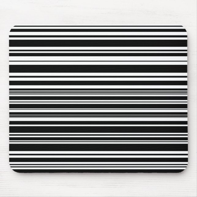 Multitudes of Uneven Black and White Stripes Mouse Mat (Front)