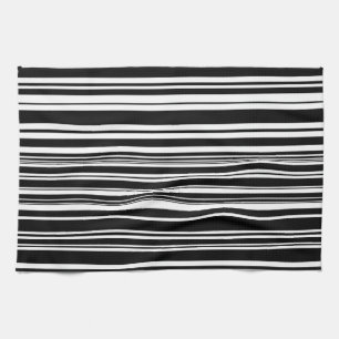 Multitudes of Uneven Black and White Stripes Tea Towel