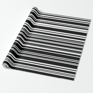 Multitudes of Uneven Black and White Stripes Wrapping Paper