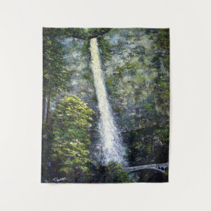 Multnomah Falls -1 (Original Oil Painting) Tapestry