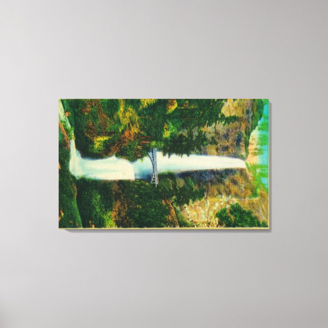 Multnomah Falls and Benson Foot Bridge 2 Canvas Print (Front)