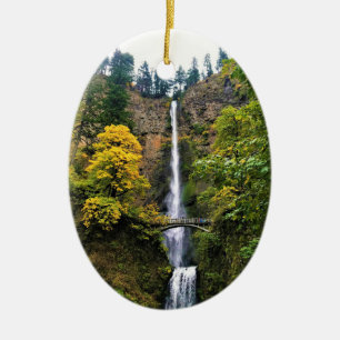 Multnomah Falls, Columbia River Gorge, Oregon Ceramic Tree Decoration
