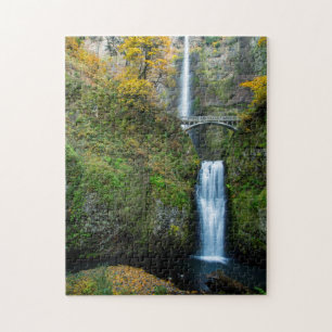 Multnomah Falls In Autumn In The Columbia Gorge Jigsaw Puzzle