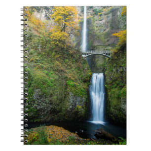 Multnomah Falls In Autumn In The Columbia Gorge Notebook