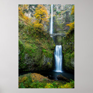 Multnomah Falls In Autumn In The Columbia Gorge Poster