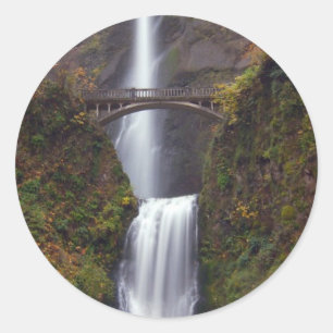 Multnomah Falls in late Autumn Classic Round Sticker