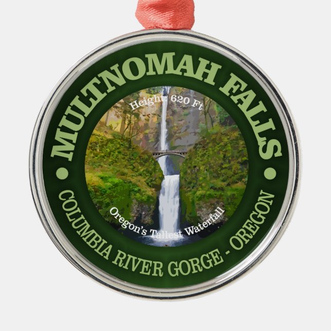 Multnomah Falls Metal Tree Decoration (Front)