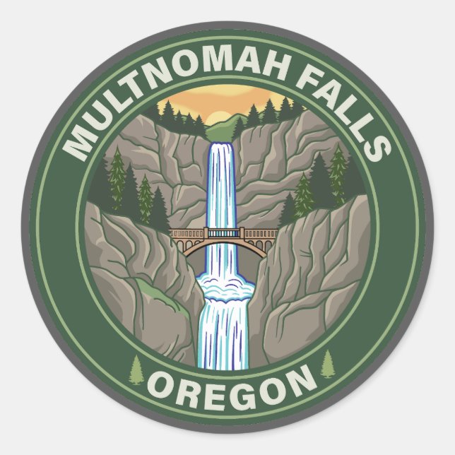 Multnomah Falls Oregon Classic Round Sticker (Front)