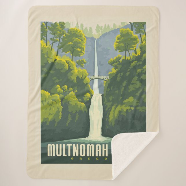 Multnomah Falls | Oregon Sherpa Blanket (Front)