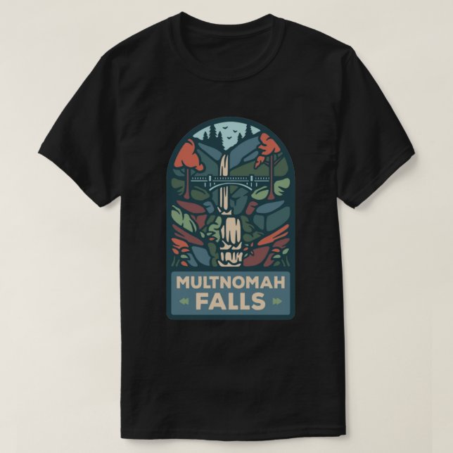 MULTNOMAH FALLS OREGON Sticker T-Shirt (Design Front)
