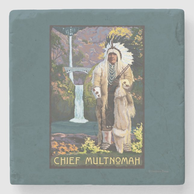 Multnomah Falls, OregonChief Multnomah Stone Coaster (Front)