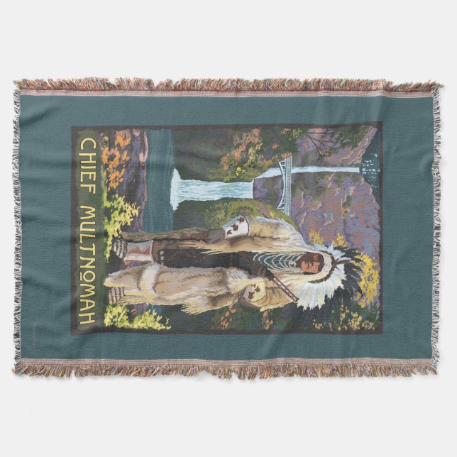 Multnomah Falls, OregonChief Multnomah Throw Blanket (Front)