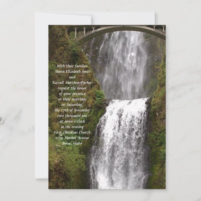 Multomah Falls with Bridge Wedding Invitation (Front)