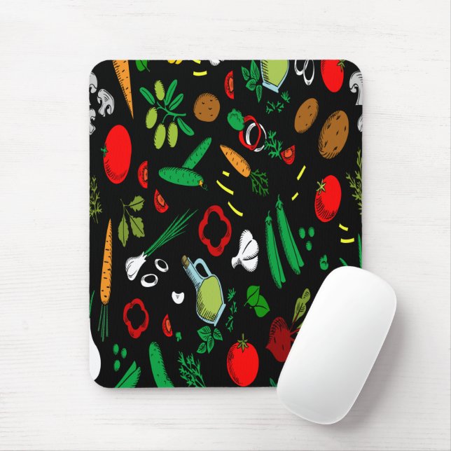 Multycolor Vegetable Pattern   Mouse Mat (With Mouse)