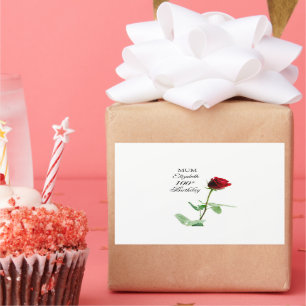 Mum 100th Birthday Red Rose Flower Personalised Rectangular Sticker