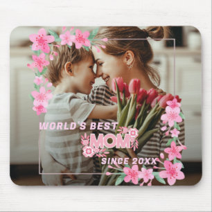 Mum 1 photo modern elegant pink girly mothers day  mouse mat