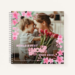 Mum 1 photo modern elegant pink girly mothers day  notebook
