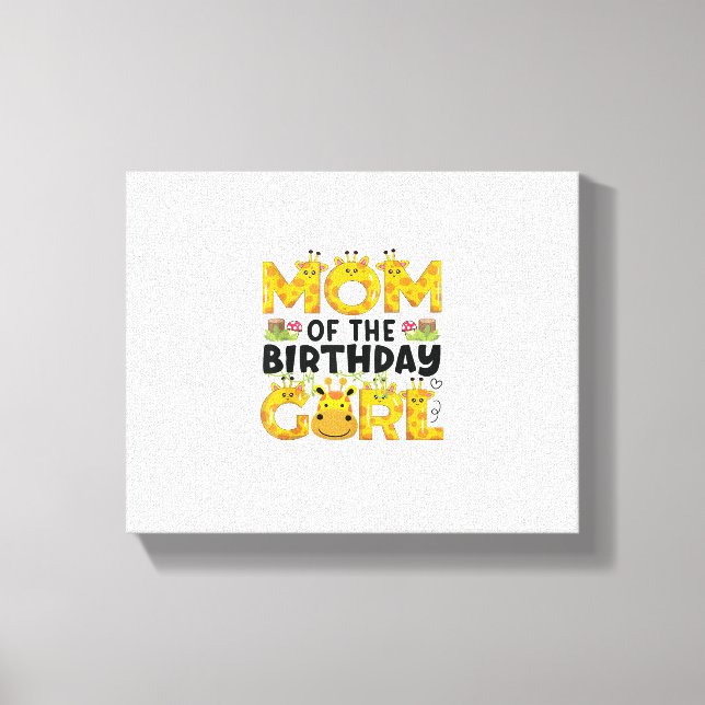 Mum 1st Birthday Girl Giraffe Theme Party Zoo Safa Canvas Print (Front)