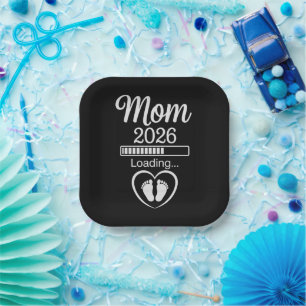 Mum 2026 Loading Dad Pregnancy Announcement Baby Paper Plate